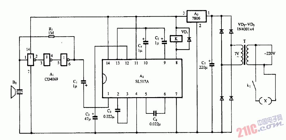 <strong>超聲波</strong><strong>遙控器</strong><strong>接收機(jī)</strong>電路圖