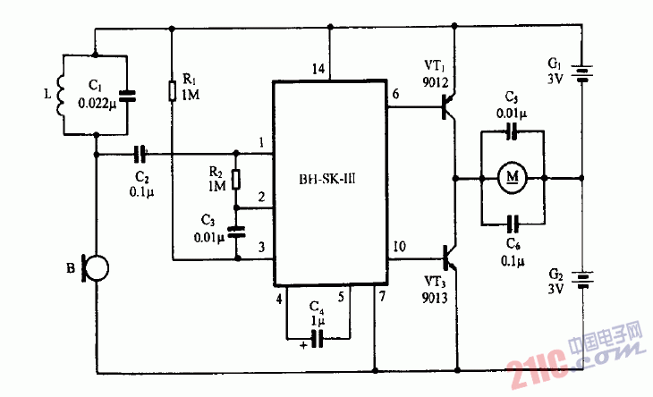 巧用BK-SK-II作選聘式<strong>聲控</strong>自動(dòng)窗簾<strong>電路圖</strong>