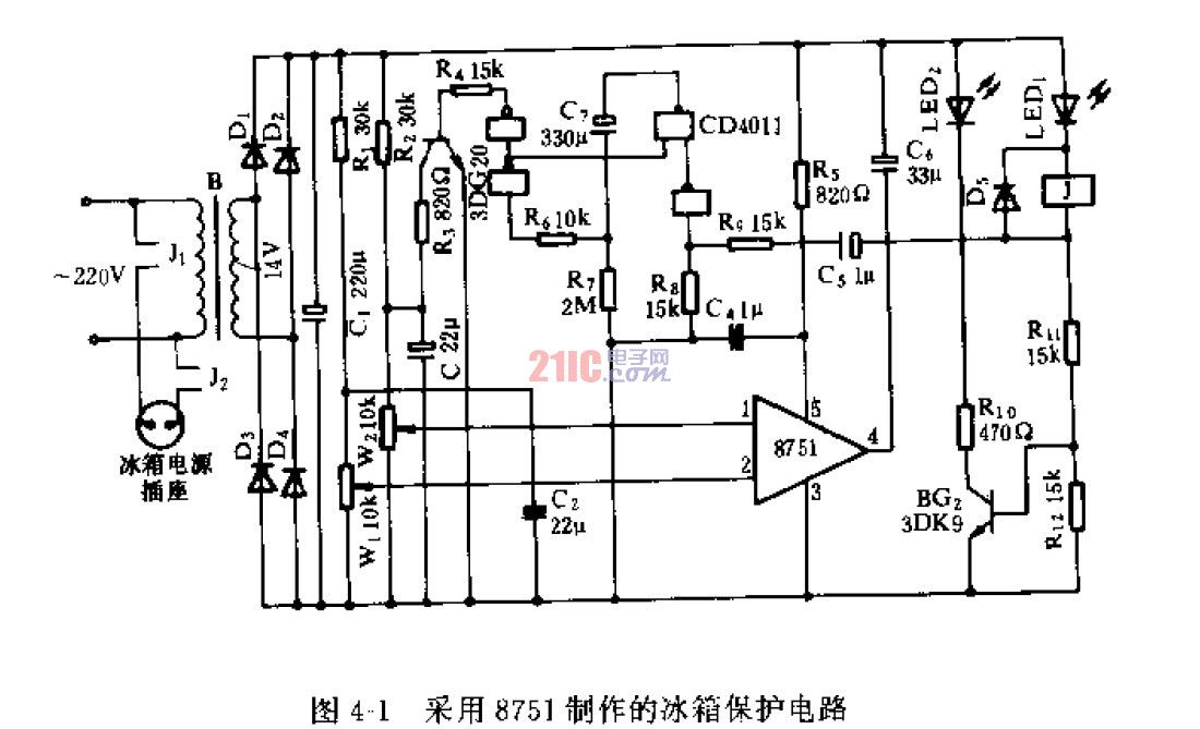 采用8751制作的冰箱<strong>保護(hù)電路</strong>.jpg