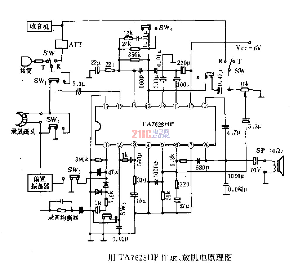 用TA7628<strong>HP</strong>作錄、放<strong>機電</strong><strong>原理圖</strong> .gif