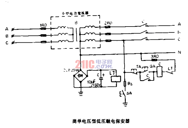 簡單<strong>電壓</strong>型<strong>低壓</strong>觸電保安器<strong>電路圖</strong>.gif