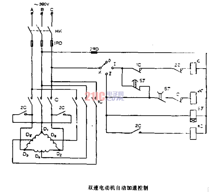 雙速<strong>電動機(jī)</strong>自動加速<strong>控制電路圖</strong>.gif