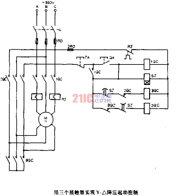 用三個(gè)接觸器實(shí)現(xiàn)Y-降壓起<strong>動(dòng)控制</strong>.gif