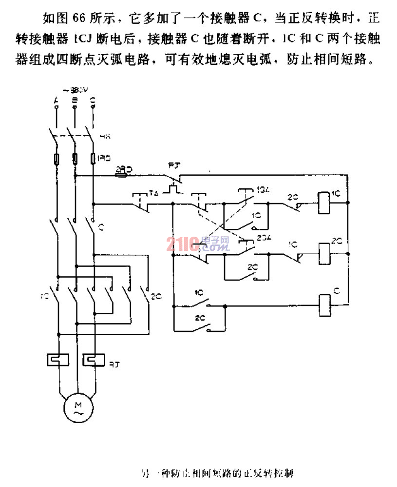另一種防止相間<strong>短路</strong>的<strong>正反轉(zhuǎn)控制</strong>電路圖.gif