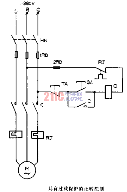 具有過(guò)載保護(hù)的正轉(zhuǎn)<strong>控制電路圖</strong>.gif