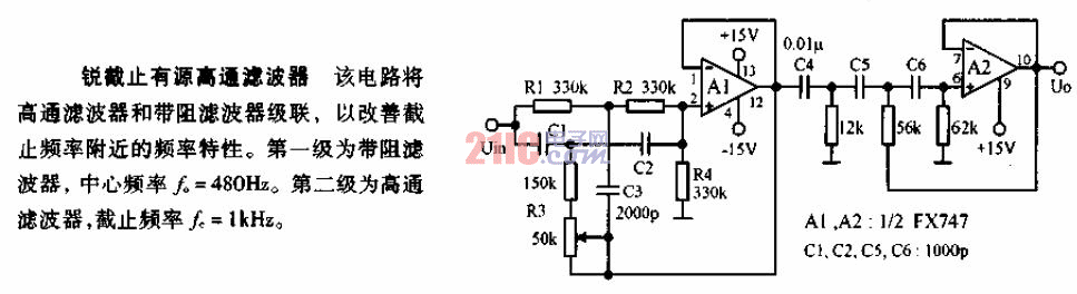 銳截至有源<strong>高通濾波器</strong><strong>電路圖</strong>.gif