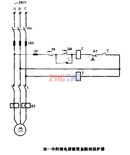 加一<strong>中間繼電器</strong>做簡易斷相<strong>保護器</strong><strong>電路圖</strong>.gif