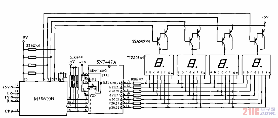 使用<strong>MOS</strong>大規(guī)模<strong>IC</strong>的4位計(jì)數(shù)<strong>顯示電路</strong>.gif