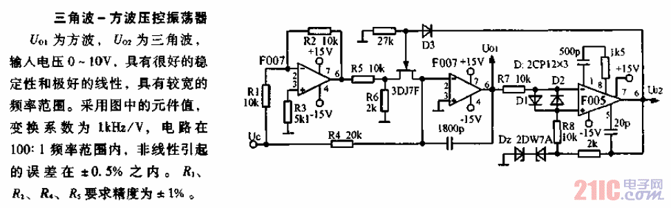 <strong>三角波</strong>－<strong>方波</strong><strong>壓控振蕩器</strong><strong>電路圖</strong>.gif