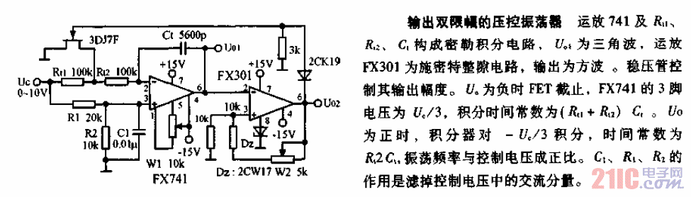 輸出雙限幅的<strong>壓控振蕩器</strong><strong>電路圖</strong>.gif