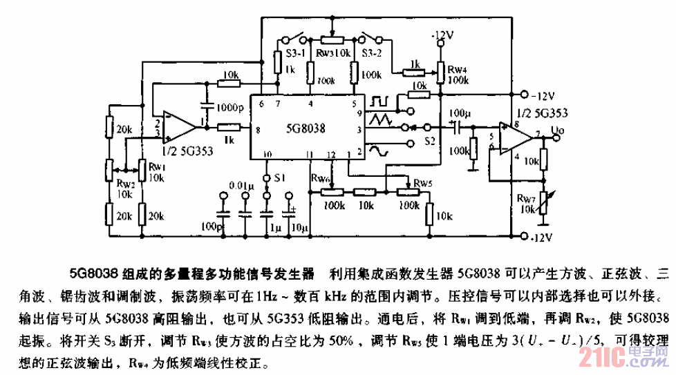 <strong>5G</strong>8038組成的多量程多功能<strong>信號(hào)發(fā)生器</strong><strong>電路圖</strong>.gif