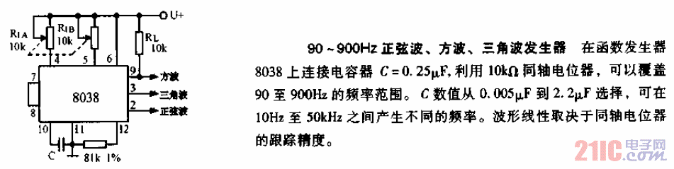 90-900HZ<strong>正弦波</strong>，<strong>方波</strong>，<strong>三角波發(fā)生器</strong><strong>電路圖</strong>.gif