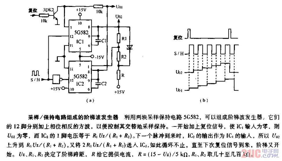 采樣保持<strong>電路圖</strong>組成的階梯波發(fā)生器<strong>電路圖</strong>.gif