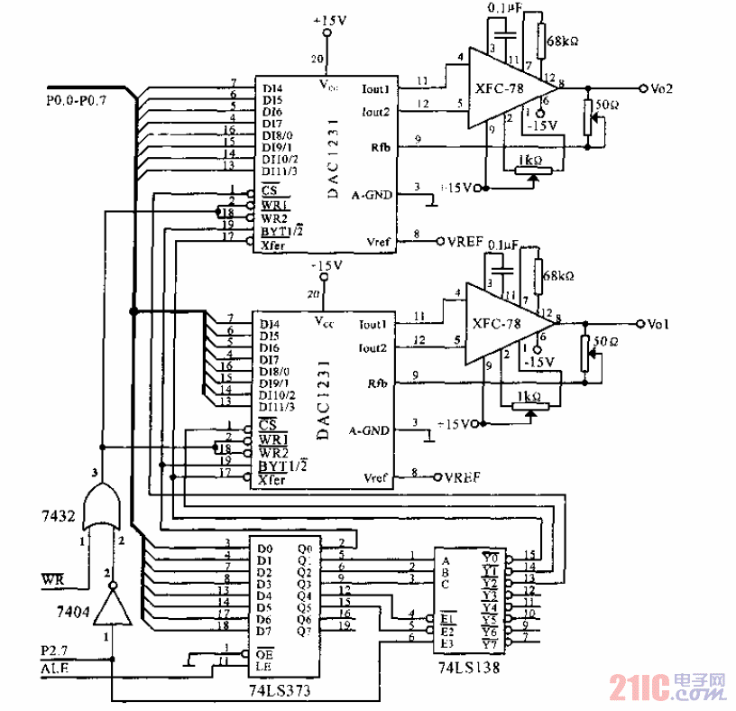 兩片<strong>DAC</strong>1231與單片機<strong>接口電路</strong>.gif
