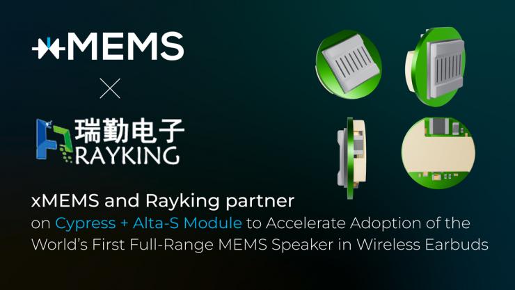 xMEMS與瑞勤合作推出Cypress + Alta-S模塊，加速全球首款全頻MEMS揚聲器在真無線耳機中的應用
