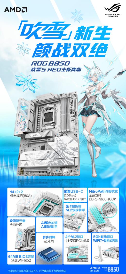 顏戰(zhàn)雙絕！華碩ROG B850吹雪S NEO主板開啟預(yù)約