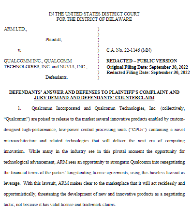 高通反訴ARM：產(chǎn)權(quán)訴訟撕毀協(xié)議，威脅OEM客戶