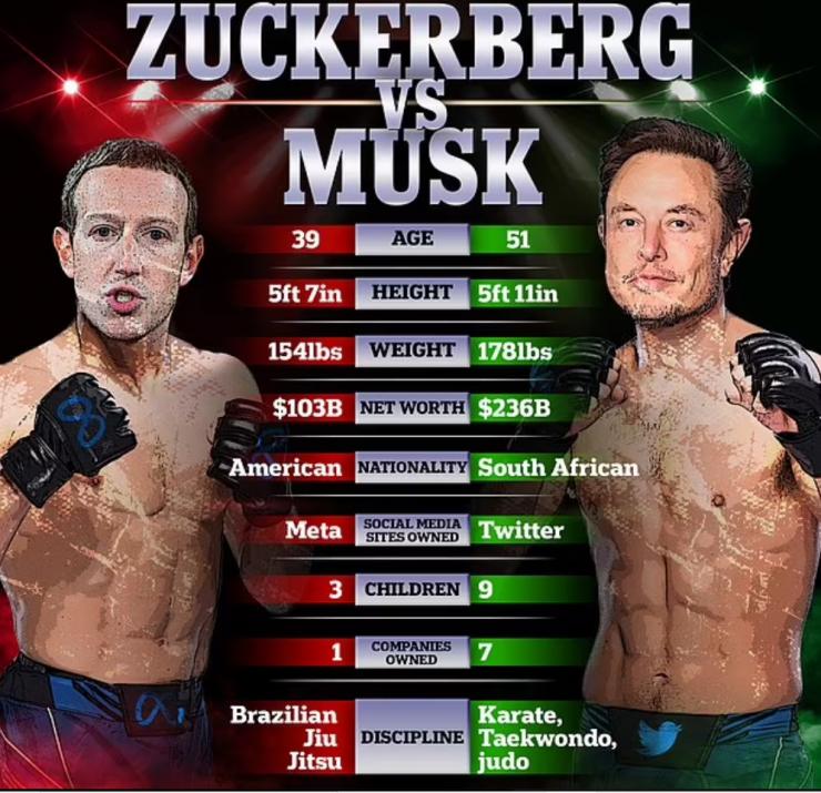 馬斯克學(xué)格斗，扎克伯格練柔術(shù)，3400億美元的“約架”真來了？