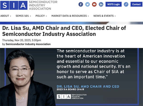 首位華裔女性，當(dāng)選美國SIA主席！