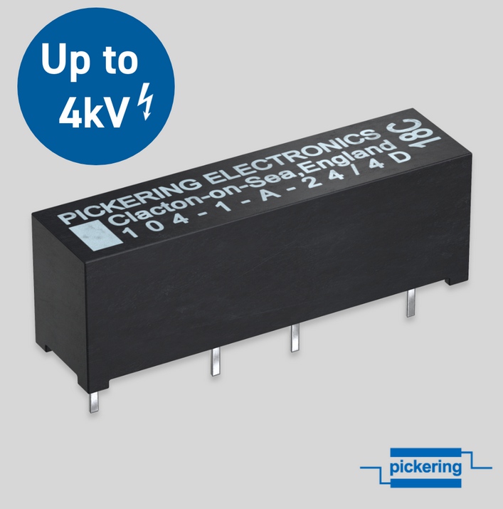 Pickering Electronics 提升了熱賣(mài)的104 系列 高壓舌簧繼電器的截止電壓規(guī)范