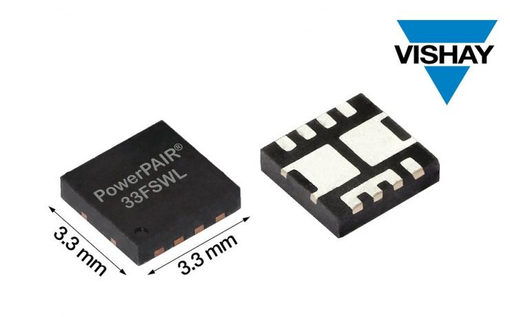 Vishay的新款80V對稱雙通道MOSFET的RDS(ON)達到業(yè)內(nèi)先進水平，可顯著提高功率密度、能效和熱性能