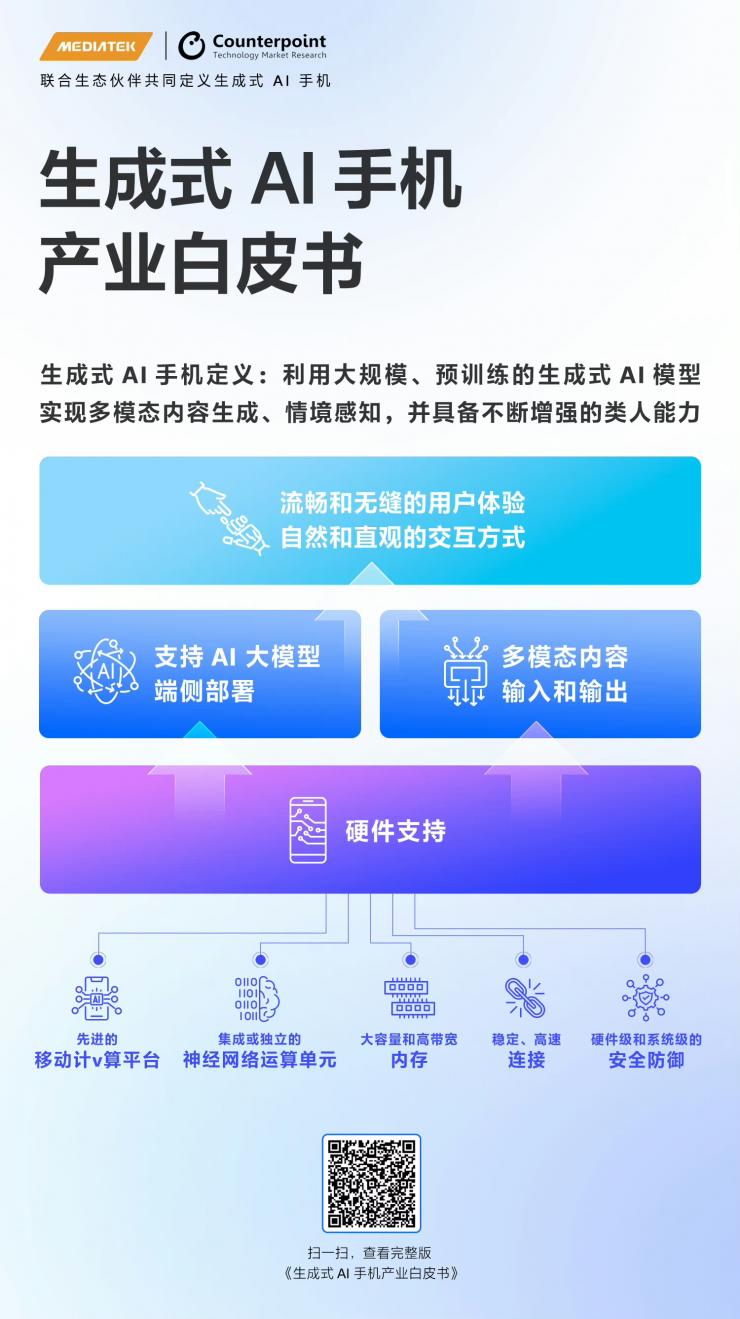 MediaTek攜手生態(tài)伙伴聯(lián)合發(fā)布《生成式AI手機產(chǎn)業(yè)白皮書》，共同定義生成式AI手機
