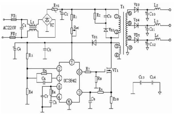 一種基于UC3842的 改進型的應用電路