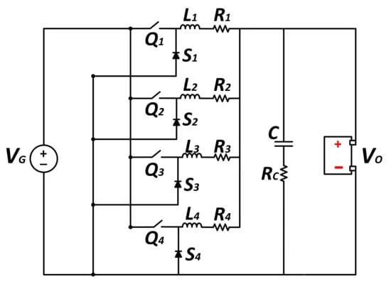 用于電動汽車充電的同步多相降壓拓撲示例。