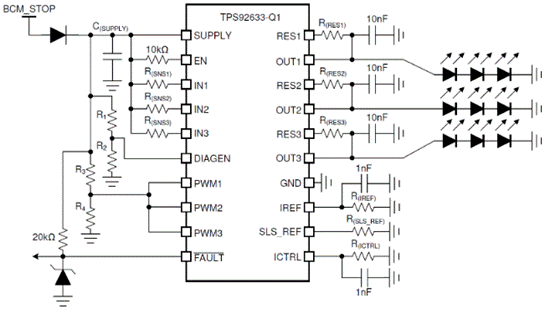 LED車燈之TPS92633-Q1獨(dú)特的設(shè)計