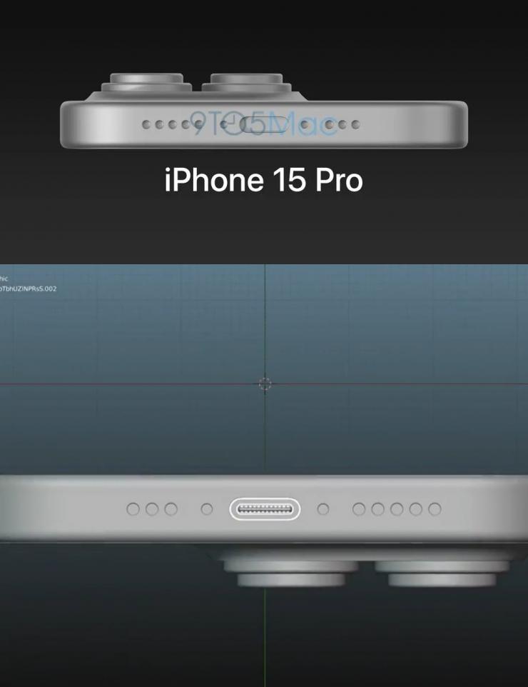 網(wǎng)傳蘋果 iPhone 15 Pro 渲染諜照，采用 Type-C 接口