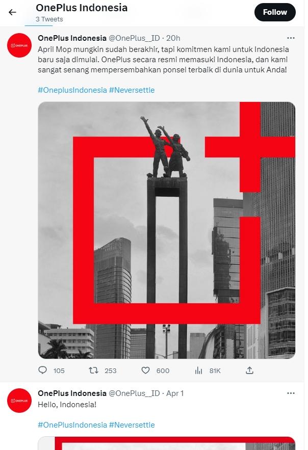 一加手機官宣將重返印度尼西亞市場