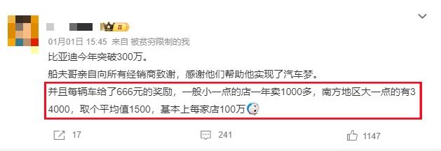 產(chǎn)銷世界第一！比亞迪豪擲20億獎勵經(jīng)銷商