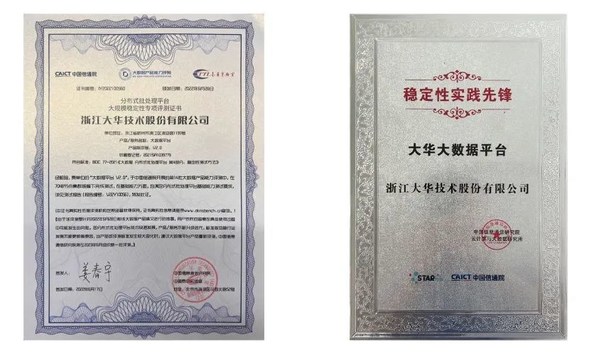 大華股份大數(shù)據(jù)平臺通過中國信通院大規(guī)模穩(wěn)定性專項(xiàng)評測