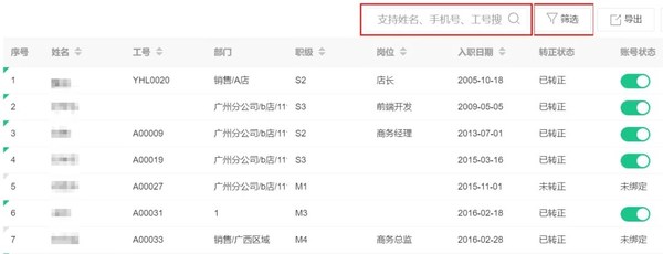 HR可按字段在數(shù)據(jù)庫(kù)中搜索員工信息