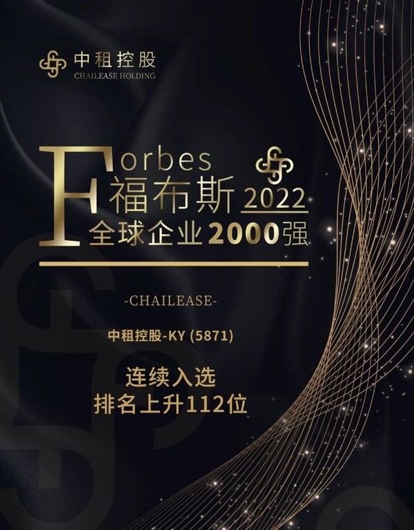 仲利國(guó)際母公司中租控股入選福布斯2000強(qiáng)，排名上升112位