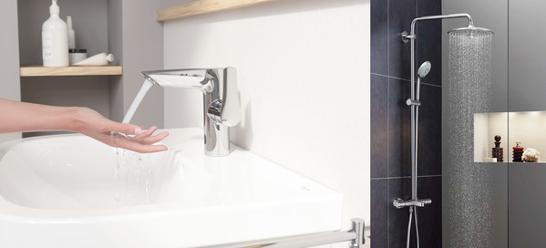 從左到右：德國高儀歐瑞斯瑪感應龍頭；德國高儀奧菲莉亞恒溫淋浴系統(tǒng)