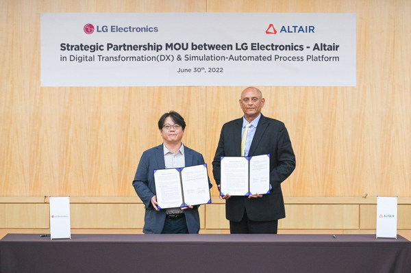 Altair 與 LG Electronics 簽署諒解備忘錄，以基于 AI 的仿真技術(shù)，加速產(chǎn)品開發(fā)的數(shù)字化轉(zhuǎn)型