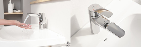 從左往右：德國高儀歐瑞斯瑪一體雙控龍頭；德國高儀歐瑞斯瑪單把手可抽拉面盆龍頭