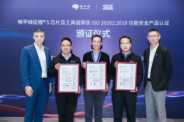 SGS為地平線征程5芯片、工具鏈及軟件運行庫頒發(fā)ISO 26262 ASIL B 產(chǎn)品認(rèn)證及TCL評估認(rèn)證證書