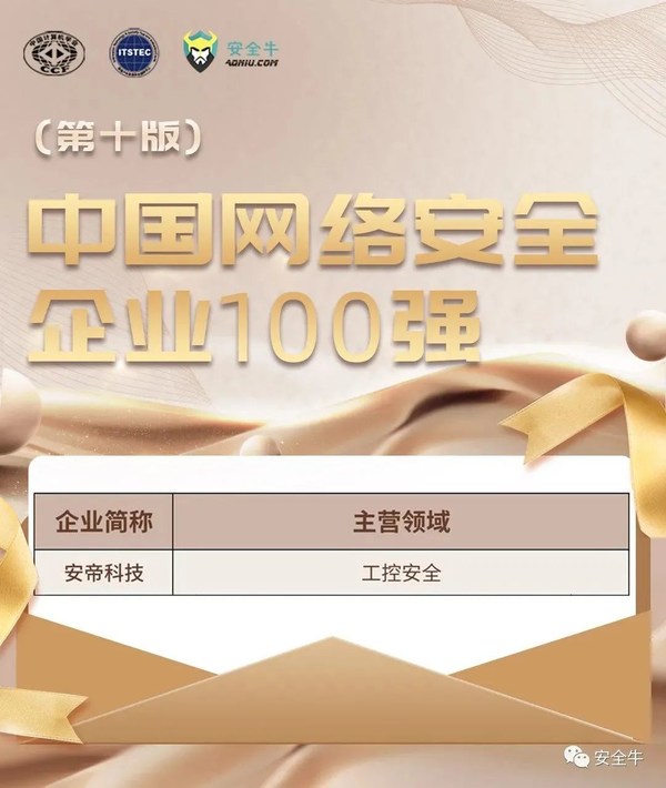 網(wǎng)安百?gòu)?qiáng) 安帝科技榮登2022《中國(guó)網(wǎng)絡(luò)安全企業(yè)100強(qiáng)》