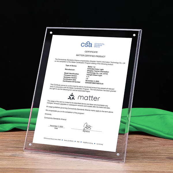 DEKRA德凱為易來(lái)Yeelight Cube桌面氛圍燈產(chǎn)品頒發(fā)Matter 1.0認(rèn)證證書(shū)