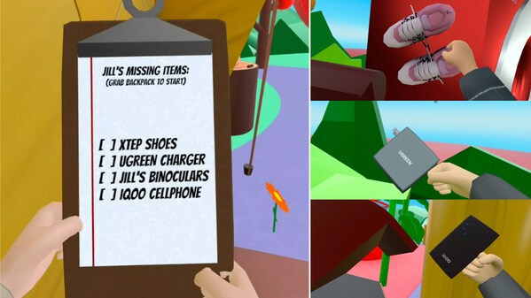 遺失物品清單：特步運動鞋、Ugreen充電器、IQOO手機以及虛擬人Jill的望遠鏡