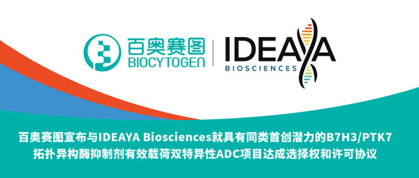 百奧賽圖宣布與IDEAYA Biosciences就具有同類(lèi)首創(chuàng)潛力的B7H3/PTK7拓?fù)洚悩?gòu)酶抑制劑有效載荷雙特異性ADC項(xiàng)目達(dá)成選擇權(quán)和許可協(xié)議