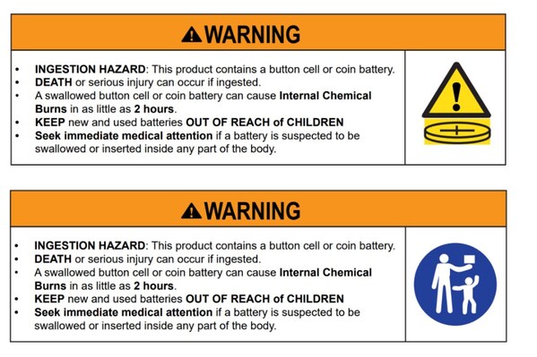 UL 4200A標(biāo)注中關(guān)于警告標(biāo)示要求的規(guī)定（右側(cè)為圖標(biāo)，需滿(mǎn)足最小尺寸要求）