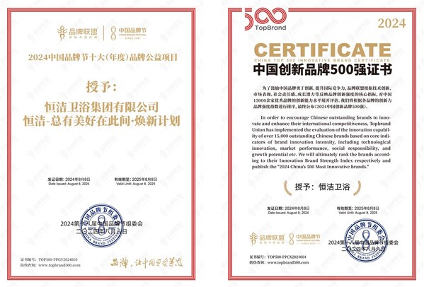 以創(chuàng)新打造新質(zhì)生產(chǎn)力，恒潔衛(wèi)浴作為行業(yè)唯一入選2024中國(guó)創(chuàng)新品牌500強(qiáng)