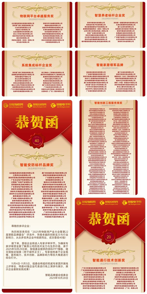 2025物聯(lián)網(wǎng)產(chǎn)業(yè)大會(huì)20強(qiáng)入圍榜單權(quán)威揭曉