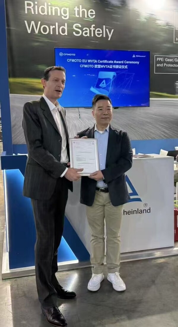 浙江春風動力股份有限公司摩托車和全地形車獲WVTA證書