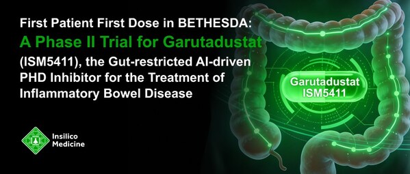 英矽智能完成腸道限制性候選藥物Garutadustat （ISM5411）首例患者給藥，由AI賦能發(fā)現(xiàn)靶向PHD用于炎癥性腸?。↖BD）治療