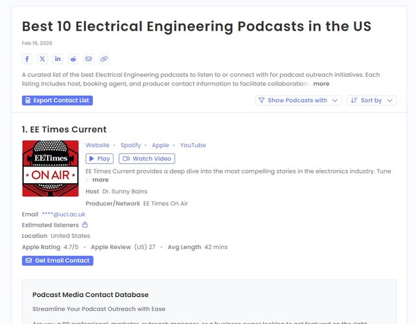 網(wǎng)站：EE Times播客榮登美國(guó)電子工程類(lèi)榜單前列：EE Times Current斬獲細(xì)分領(lǐng)域第一