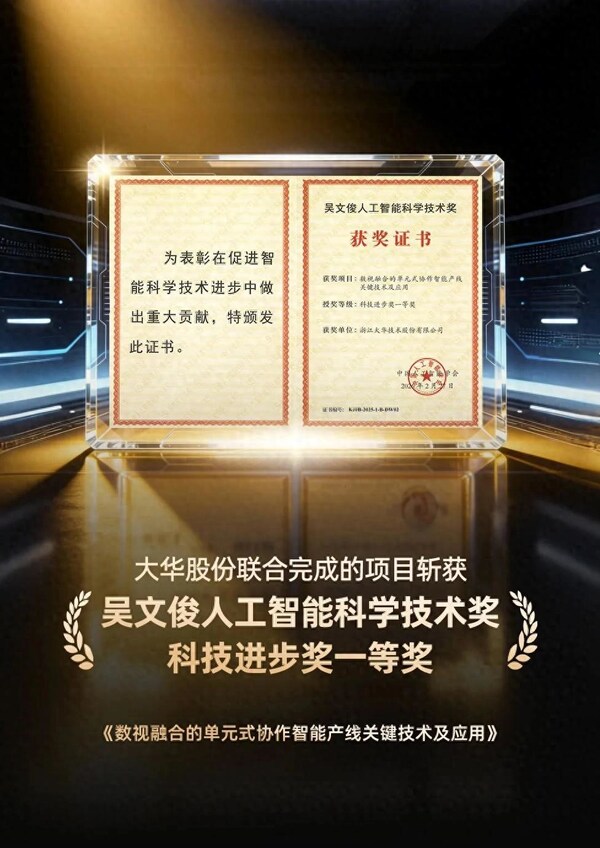 大華股份榮獲吳文俊人工智能科技進步獎一等獎